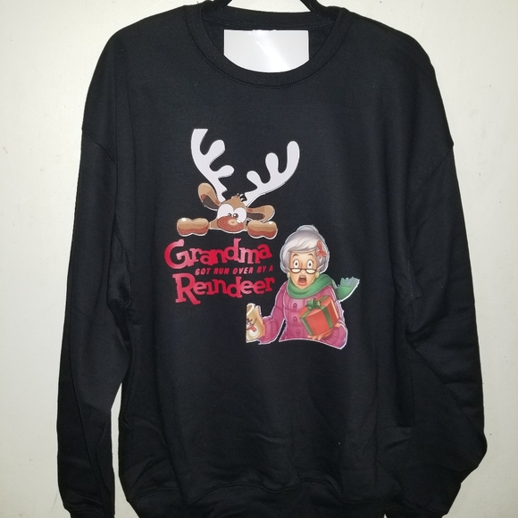 SBC Grandma Got Run Over By A Reindeer Black Crewneck Sweatshirt - Picture 10 of 10